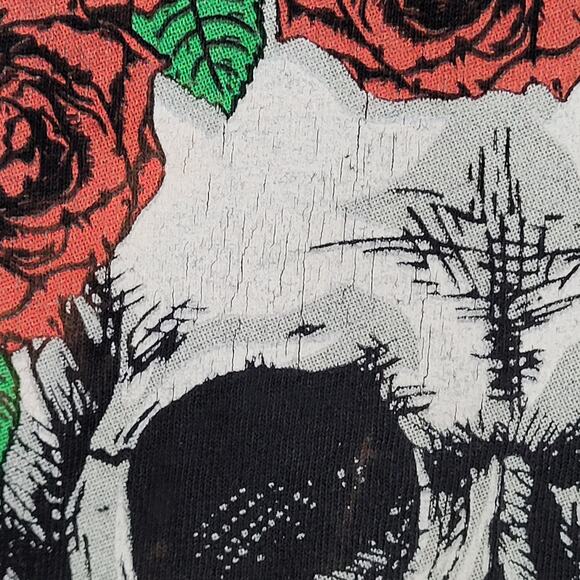 Savage-Vines Skull Rose Shirt Womens Small 18x22 Bleached Black - Picture 7 of 11